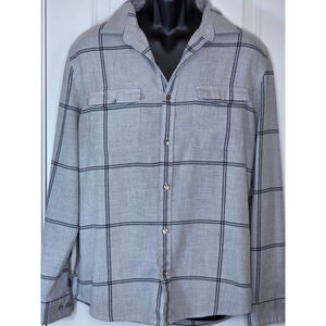 Men's EXPRESS Gray & Black Plaid Casual Button Down Shirt M